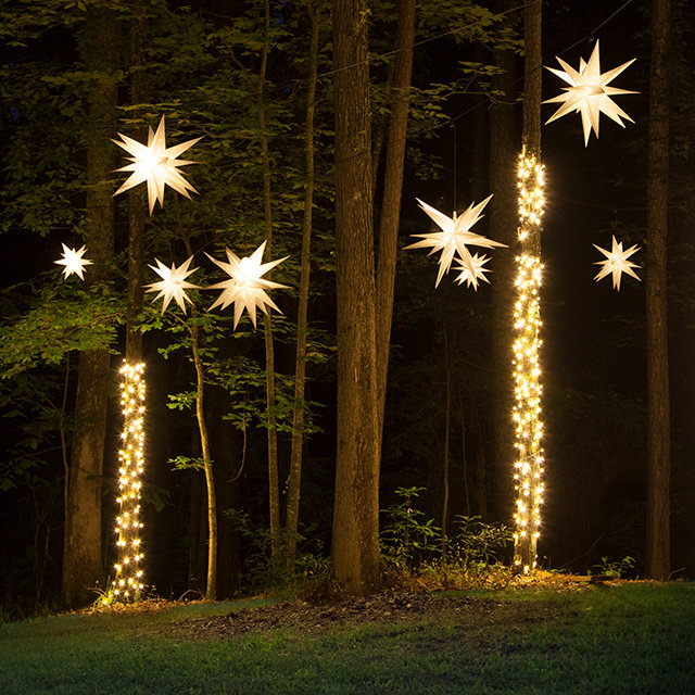 Moravian Star Lighted Outdoor Display, Clear Frosted 