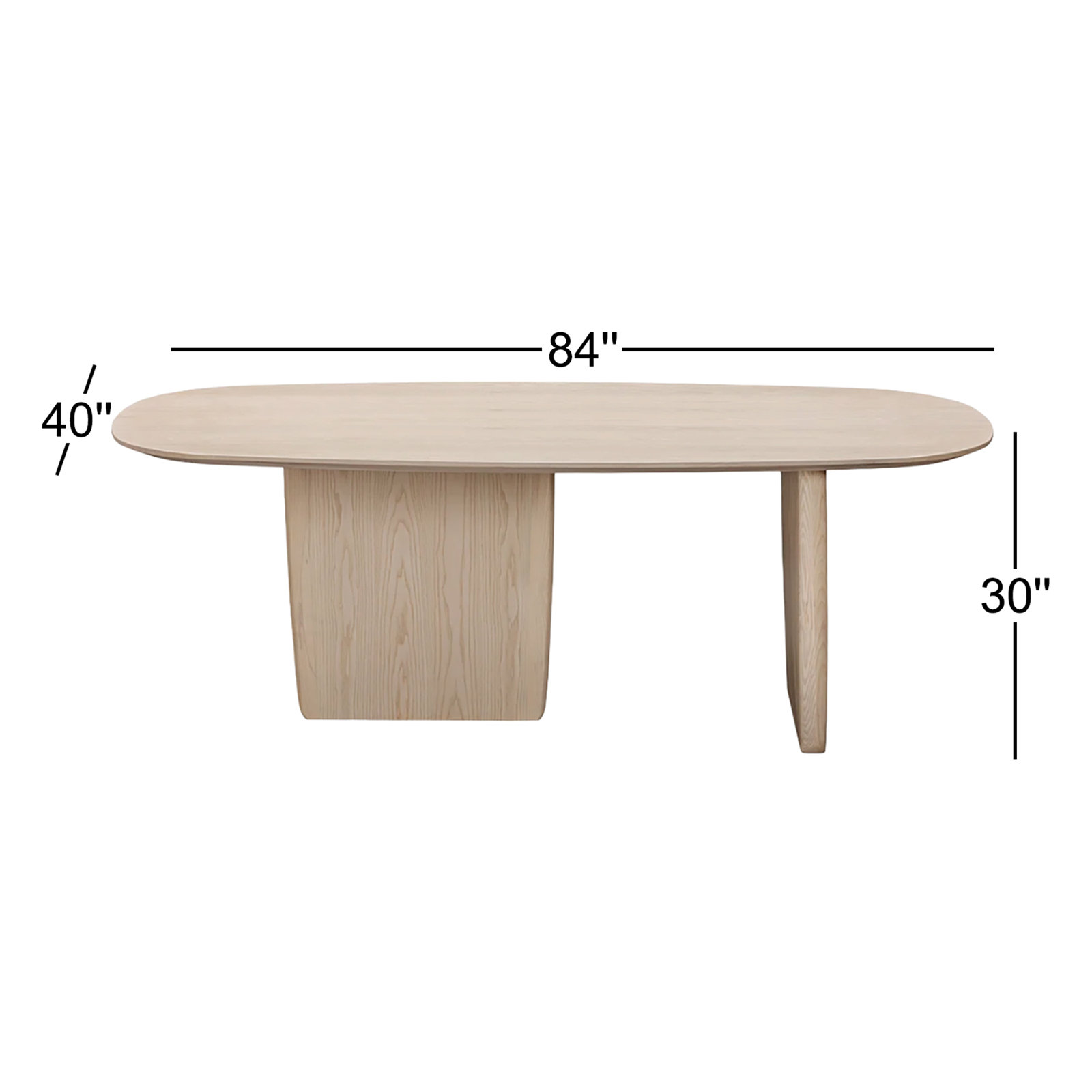 Kennedy Ash Wood Oval Dining Table In White Sand