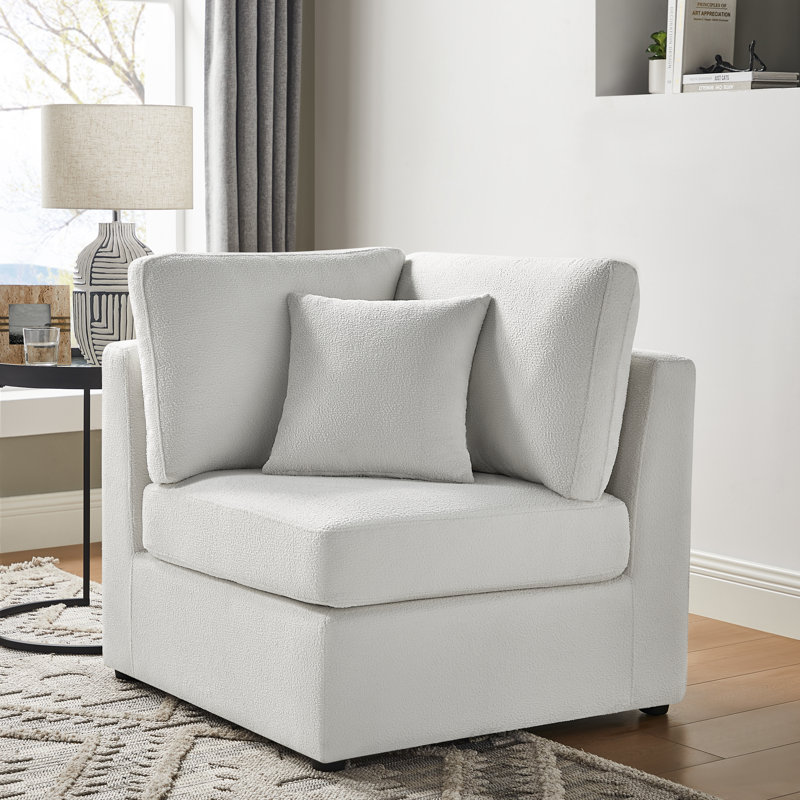 Chaise d'appoint en coin Mchargue, Polyester ivoire