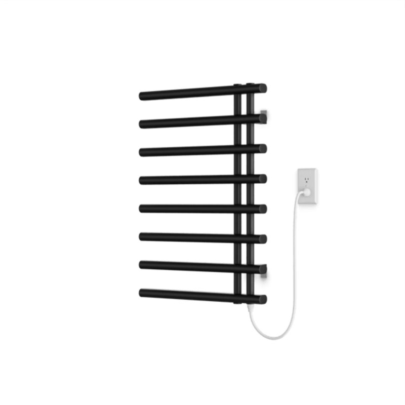 Linx Round 30" X 20" Plug-In Towel Dryer With Hardwire Kit On Right Brushed Nickel, Matte Black