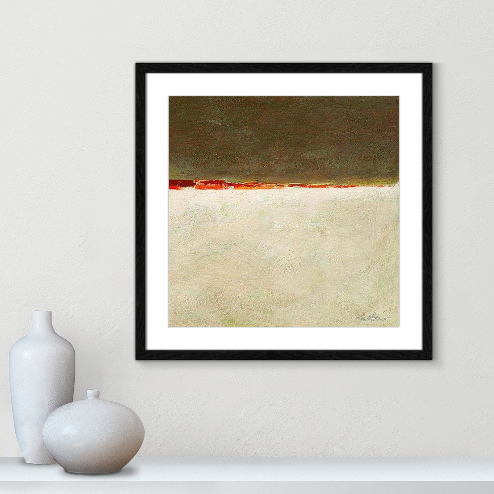 Orange Horizon I Print, Black Framed, 23.5" H x 23.5" W x 0.75" D