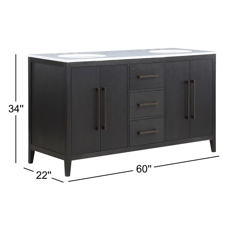 60" Undermount Double Bathroom Vanity Set, Wire Brushed Dark Oak, 72"