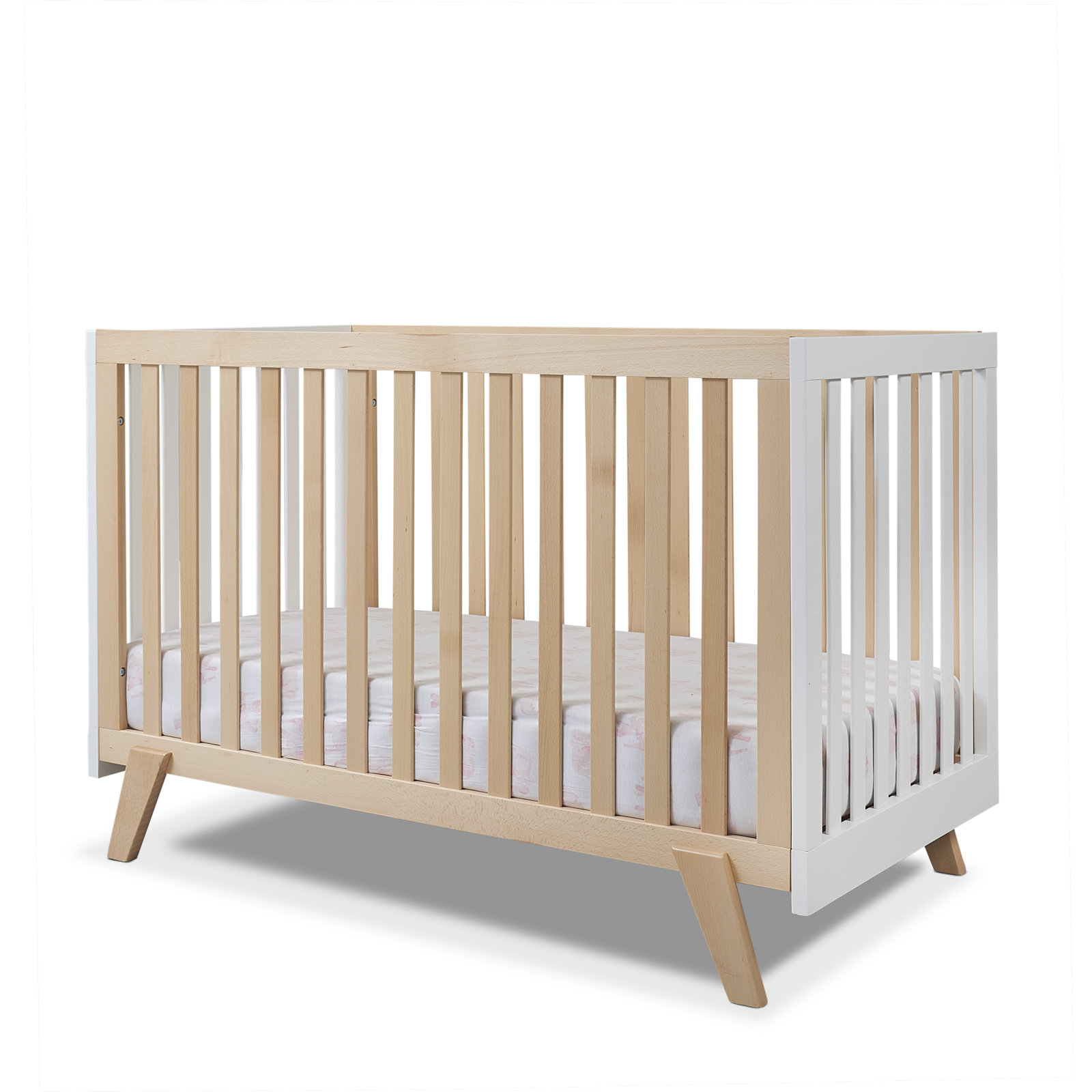 Luce 2-in-1 Convertible Crib, Natural/White