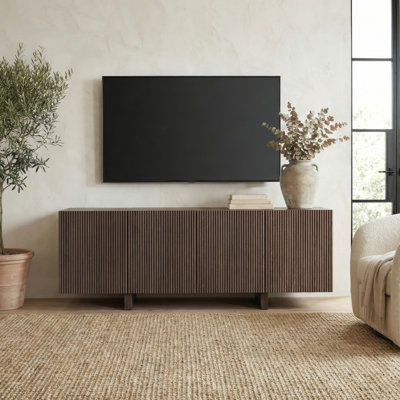 Harold Rectangular Fluted TV Stand for TV's up to 75" in Brown Oak