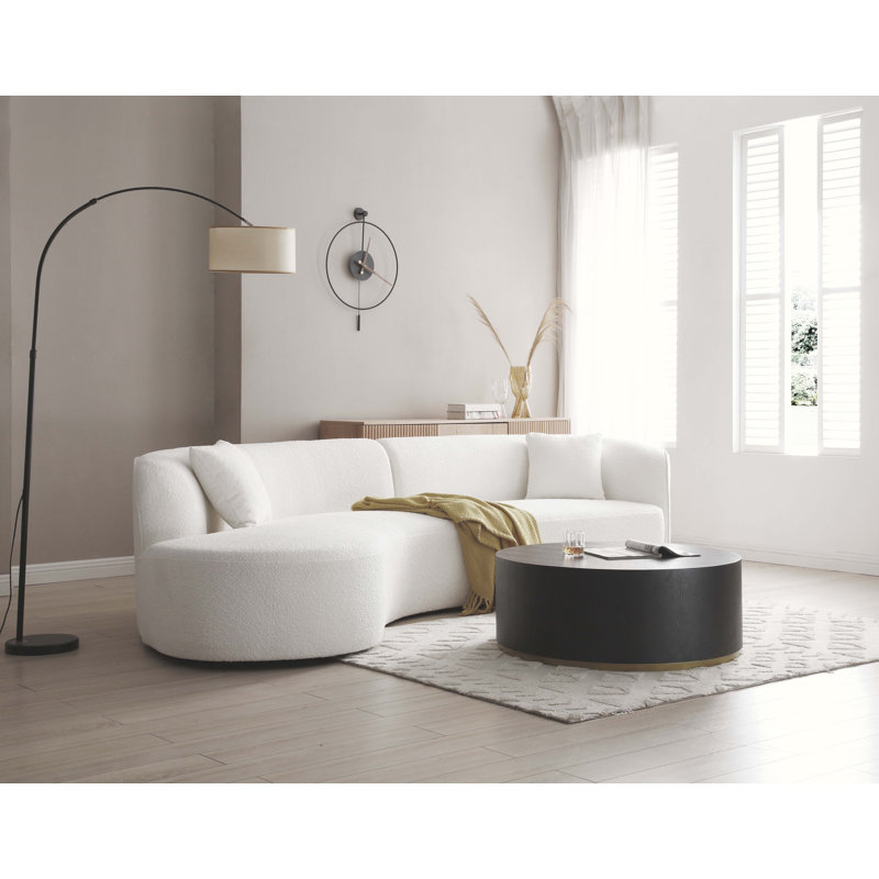 Ensemble de canapé de luxe 2 pièces de style moderne avec dossier courbé et méridienne, canapé modulaire faisant face à la gauche, canapé Boucle