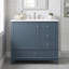 Meuble-lavabo autoportant de 91 cm (36 po) en bois massif et MDF, couleur gris-bleu, avec lavabo en céramique intégré et rangements.-547769124-547769127