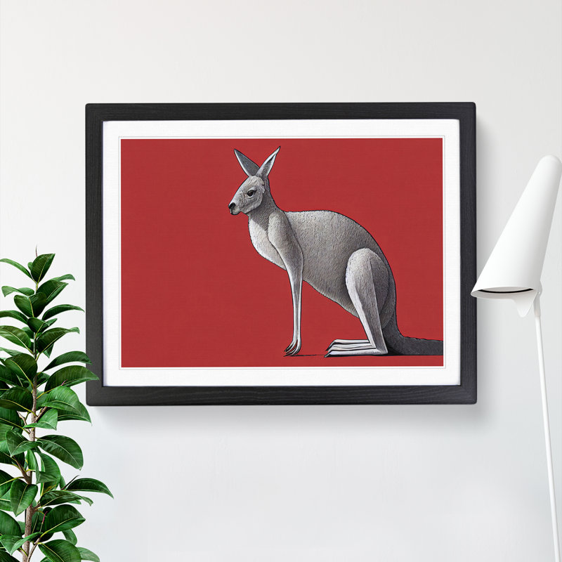 Kangaroo - Framed Print, Black, 25cm H x 34cm W x 2cm D