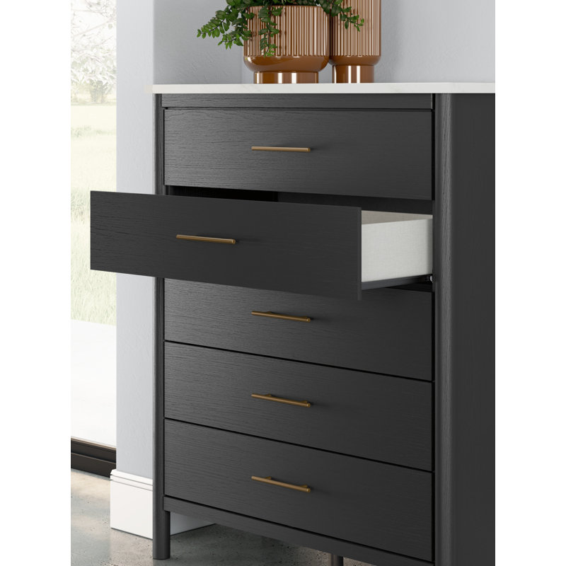 Cadmori Black and White 5-Drawer Transitional Chest