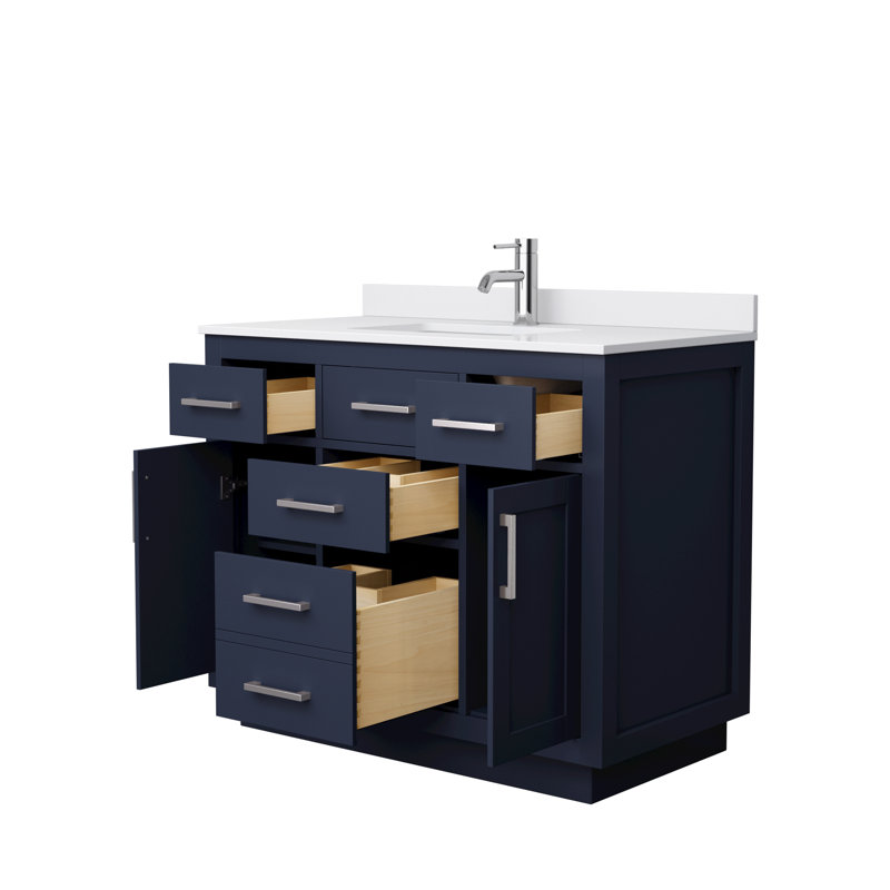 Beckett TK 42'' W Single Vanity, Dark Blue, White Cultured Marble, Brushed Nickel