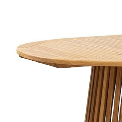 Table de salle à manger Lev, plateau ovale 79 po, base piédestal, bois brun naturel