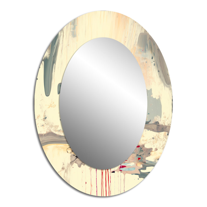 Dancing Alone Minimal Abstract Painting - Large Oval Wall Mirror On Metal, 40" x 30"