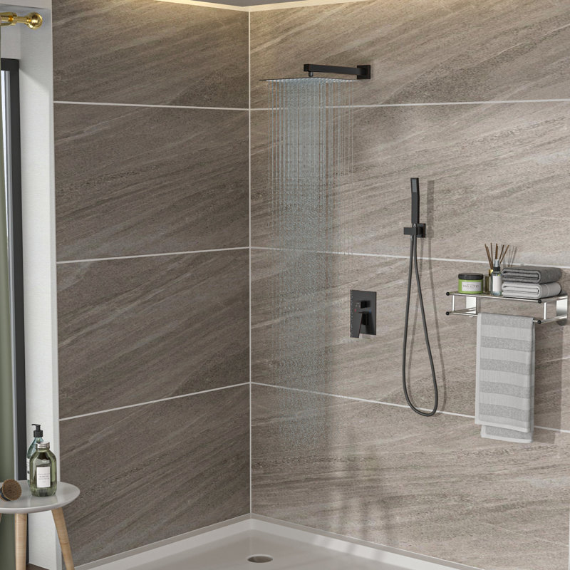 Pomme de douche murale double système carré - 10 po, bronze huilé, Bronze frotté à l'huile
