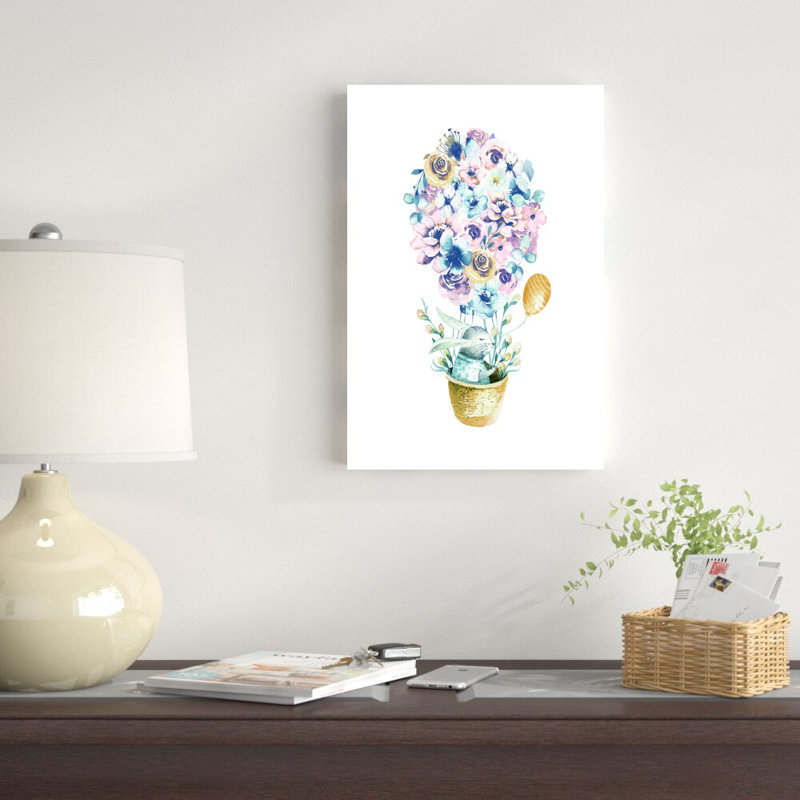 Fleur, ballon à air - imprimé, H 18 po x l 12 po