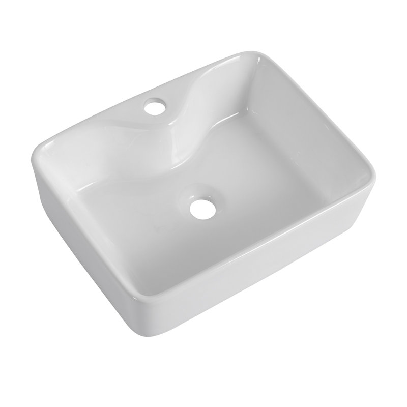 Ceramic Rectangular Above Counter White Bathroom Sink Art Basin (BAB111MOWH)
