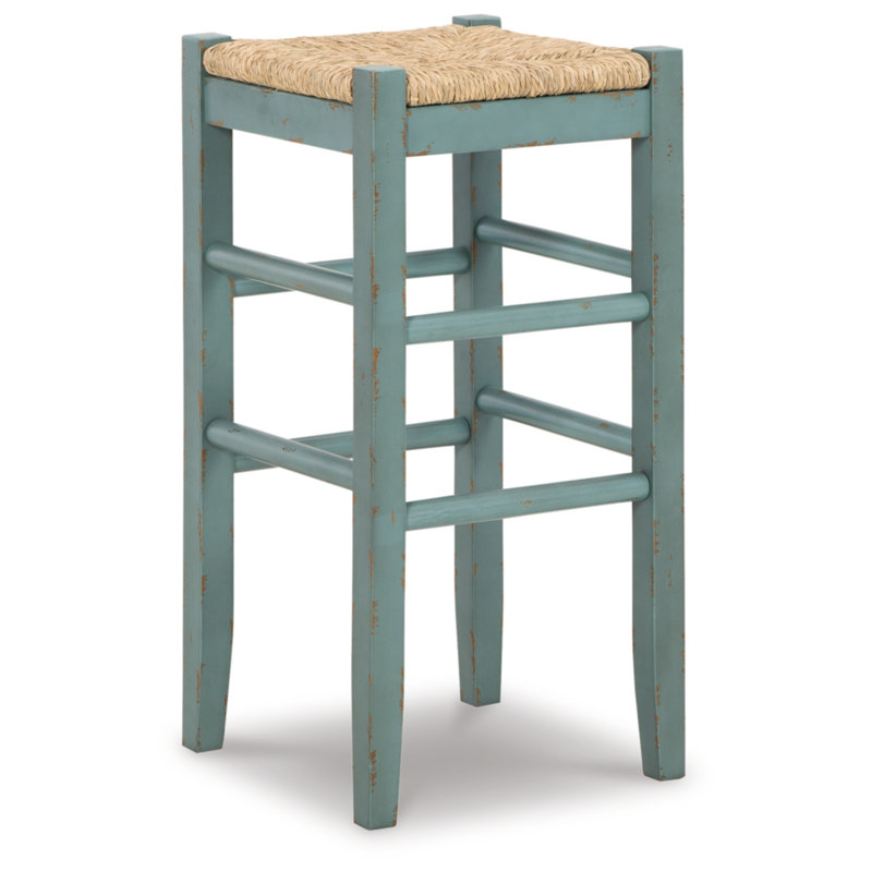 Broddrick Counter Stool with Solid Wood Frame, Bar Stool (30" Seat Height), Teal