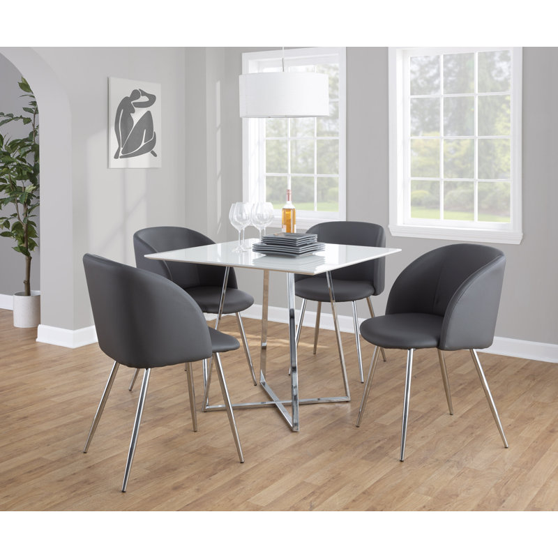 Terrence 18.5" Faux Leather Upholstered Parsons Chairs, Gray