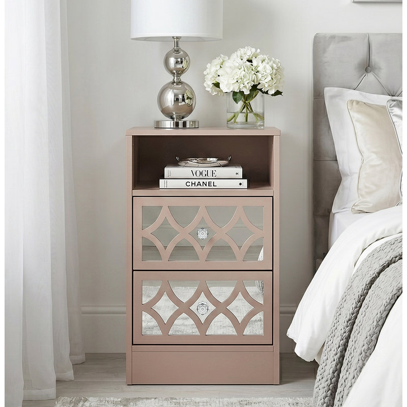 Bowen Adreille 2 Drawer Bedside Table, 	Warm Nude