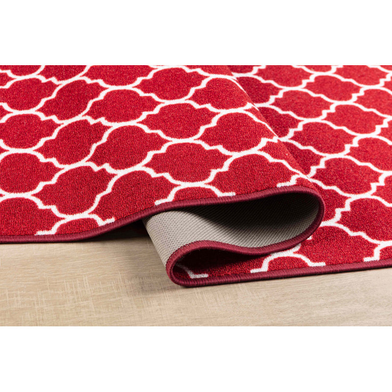 Vasta Non-Slip Geometric Indoor Doormat, 40cm W x 60cm L, Red