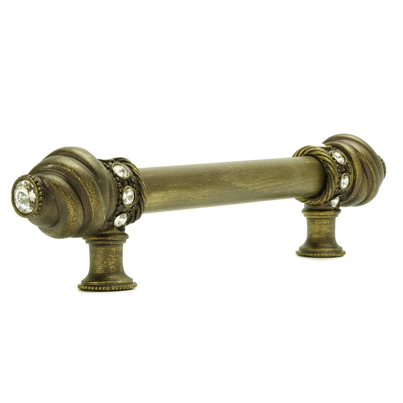 Cache cache une longue poignée de centre à centre de 8 pouces avec une barre lisse de 5/8 po avec 16 cristaux Swarovski rivoli