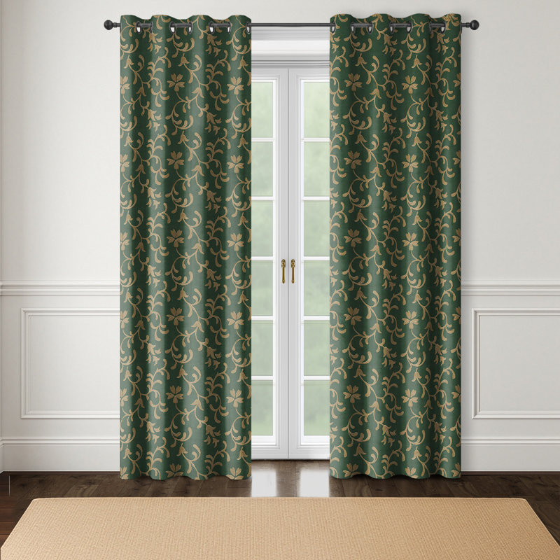 Paire de rideaux avec œillets Casmir Emerald (l 50 po x L 108 po), Émeraude, L 50 po x L 108 po