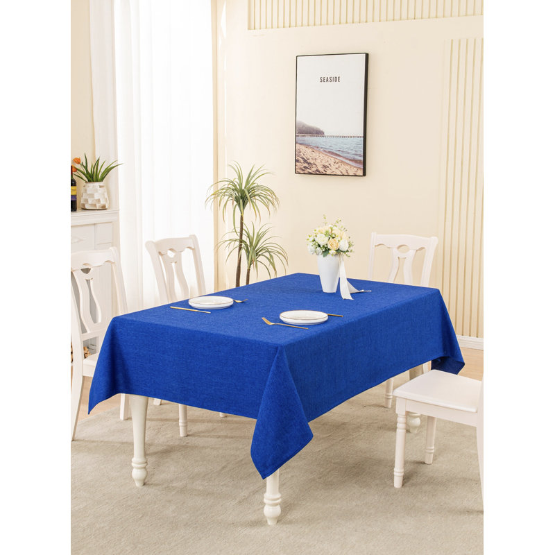 Gimena Fall Rectangle Stain Resistant Tablecloth, 85" L x 57" W, Royal Blue