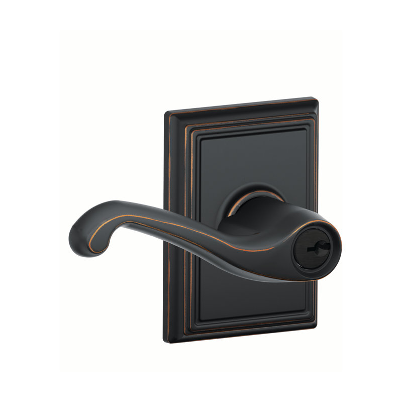 Flair Lever with Addison Trim Keyed Entry Lock, Aged Bronze, Keyed Alike, Yes