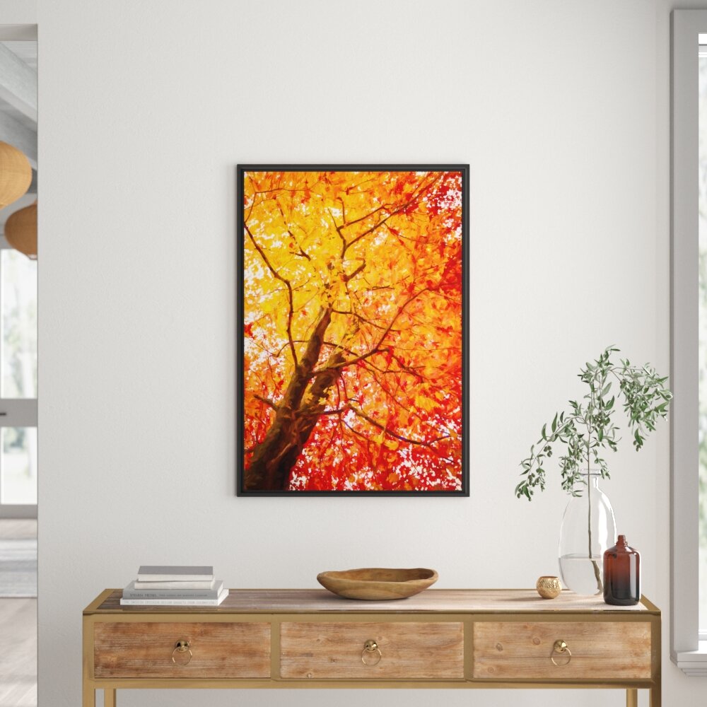 Gerahmtes Wandbild Feurige Herbstblätter Kunst