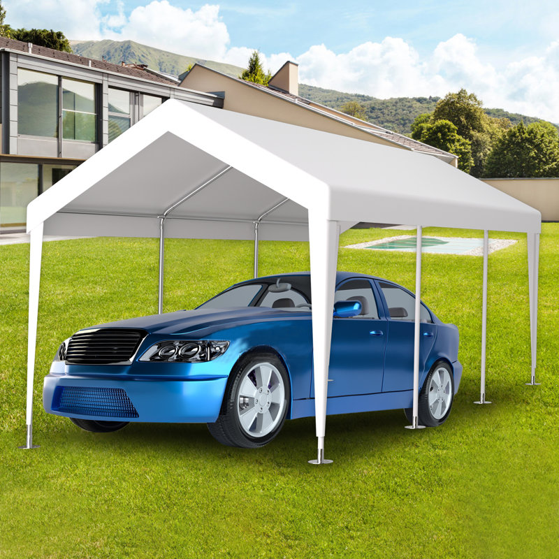 12X20ft Carport Replacement Canopy Cover, Heavy Duty Car Tarp Canopy Tent Garage Top Shelter Cover With 76 Elastic Buckles Suit For Garage Shelter, Frame Is Not Included