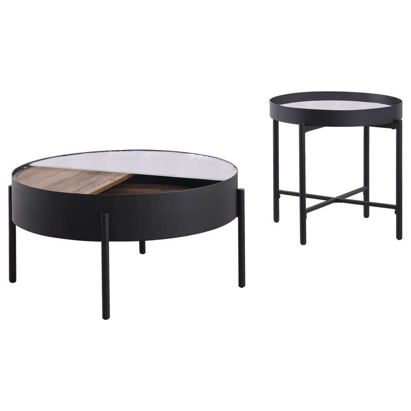 Ensemble de table basse et de table ronde 2 pièces Silvestri, 2 pièces: table basse, table de bout
