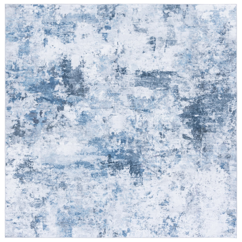 Tapis ivoire / bleu Santa Monica 872, Carré 6 pi