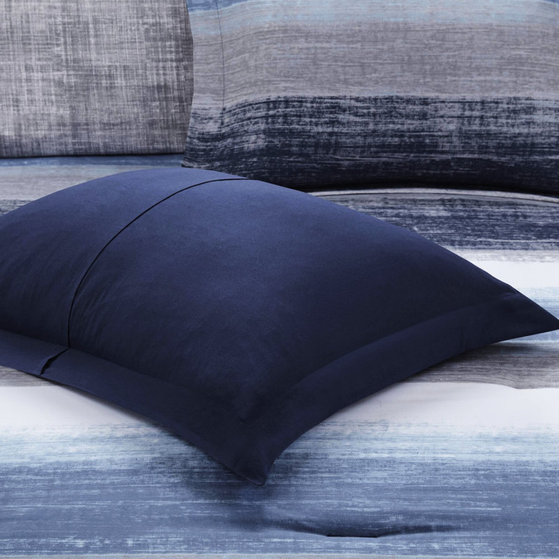 Édredon pour grand lit 9 pièces avec microfibre rayée aquarelle marine et draps assortis avec jupe décorative et coussin décoratif en coton