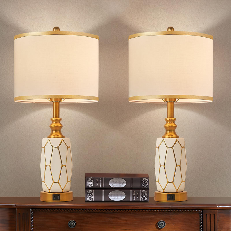 Cadence Metal USB Table Lamp, White, 22.5" H x 13" W x 13" D