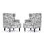 Fauteuil d'appoint à oreilles rembourré floral noir Duward avec garniture cloutée-1080254198
