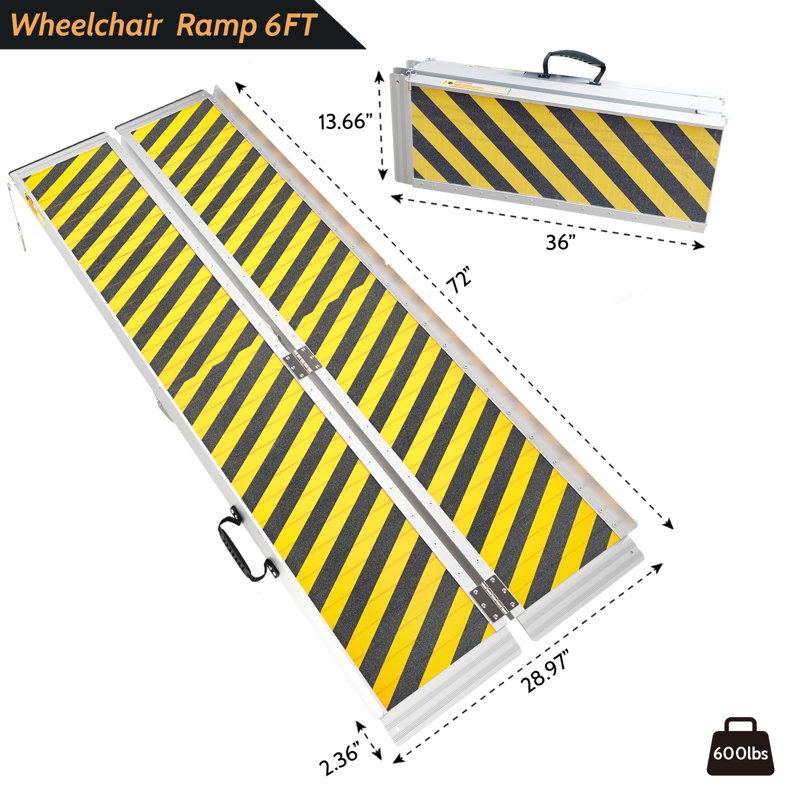 Maxtown Metal Portable Ramp, 1.96" H x 28.93" W x 71.65" D