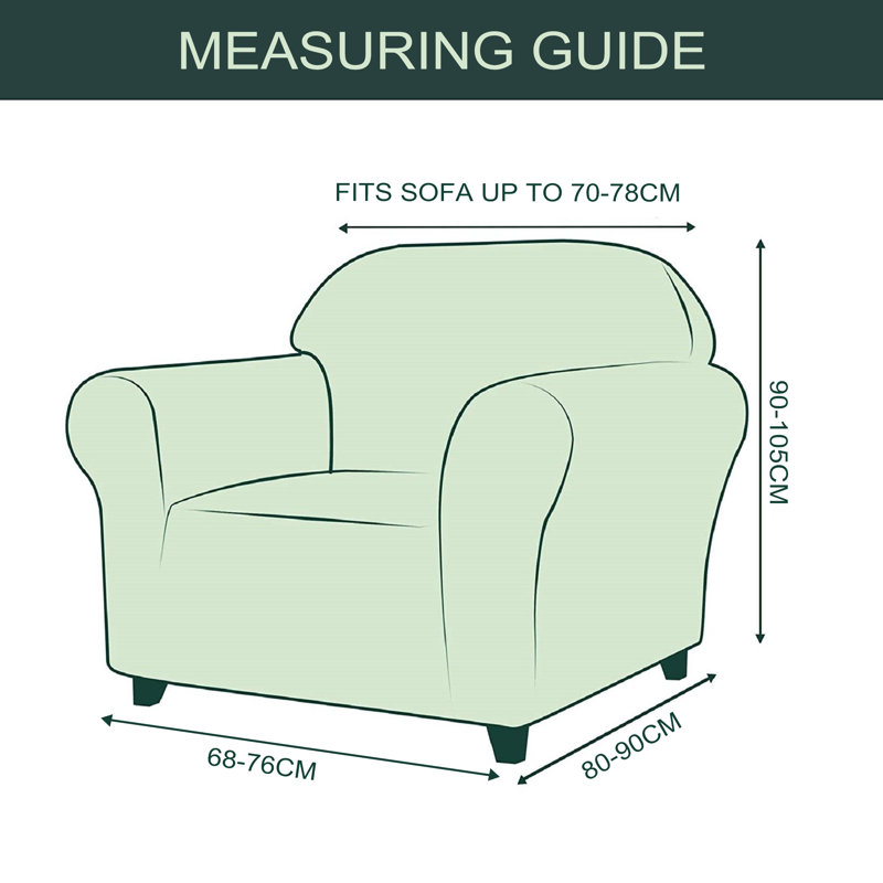 Spandex Soft Textured Stretchy Box Cushion Armchair Slipcover, Off White