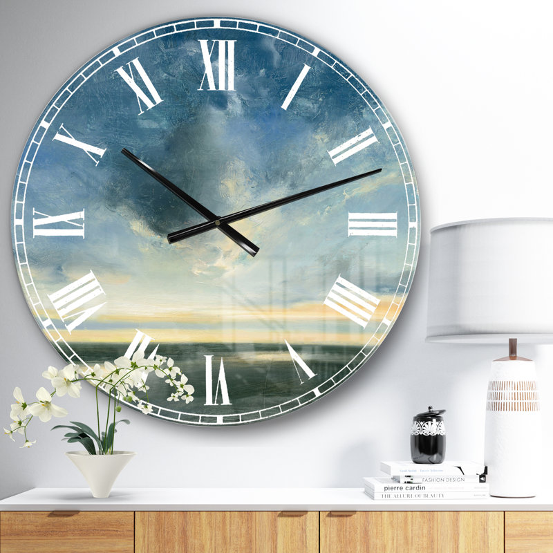 Blue Coastal Sunrise - Horloge murale traditionnelle, Petit