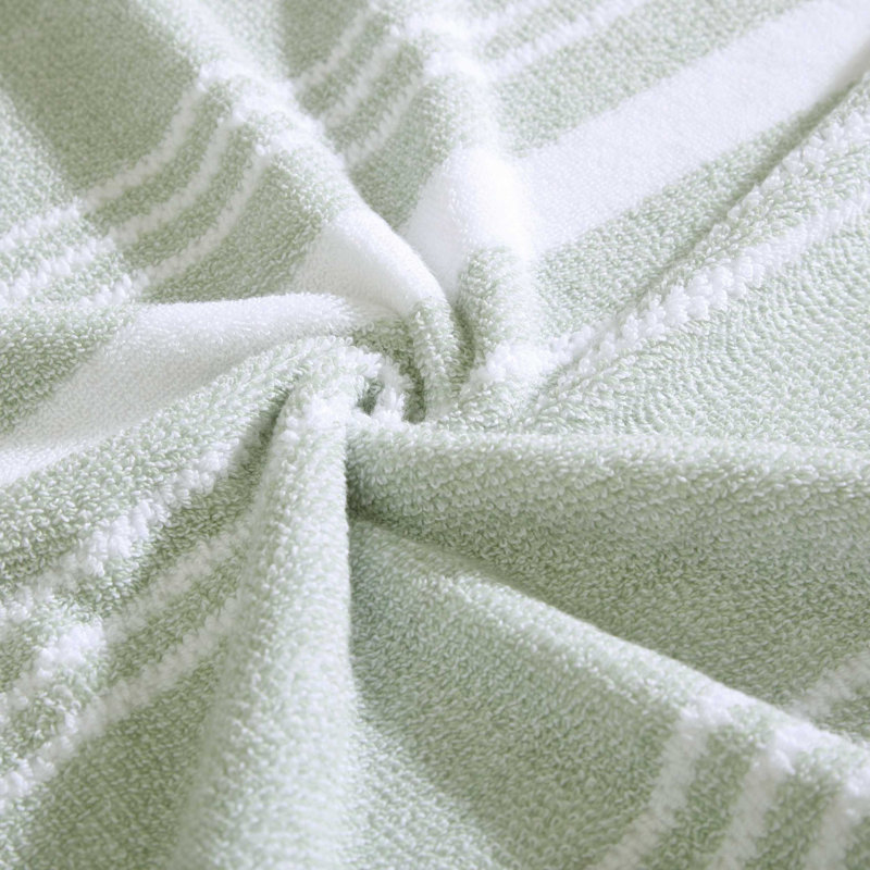 Nautica 6 Piece 100% Cotton Towel Set, Windward Green Striped