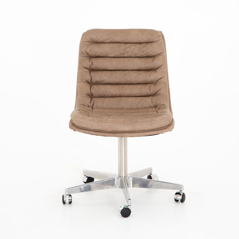 Malibu Leather Swivel Task Chair, Natural Washed Mushroom