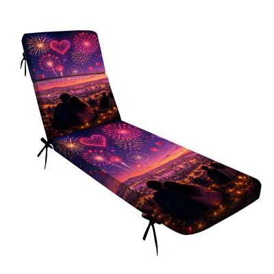  Coussin de patio pour l'extérieur d'extérieur de 3 po en forme de cœur romantique avec feux d'artifice en forme de cœur et coussins de chaise longue pour coucher de soleil