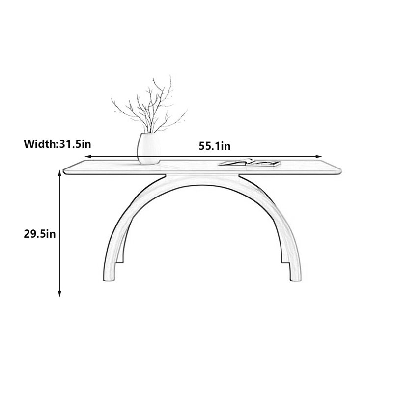 Luxury White Ash & Matte Slate Dining Table, 29.5"H x 55.1"L x 31.5"W