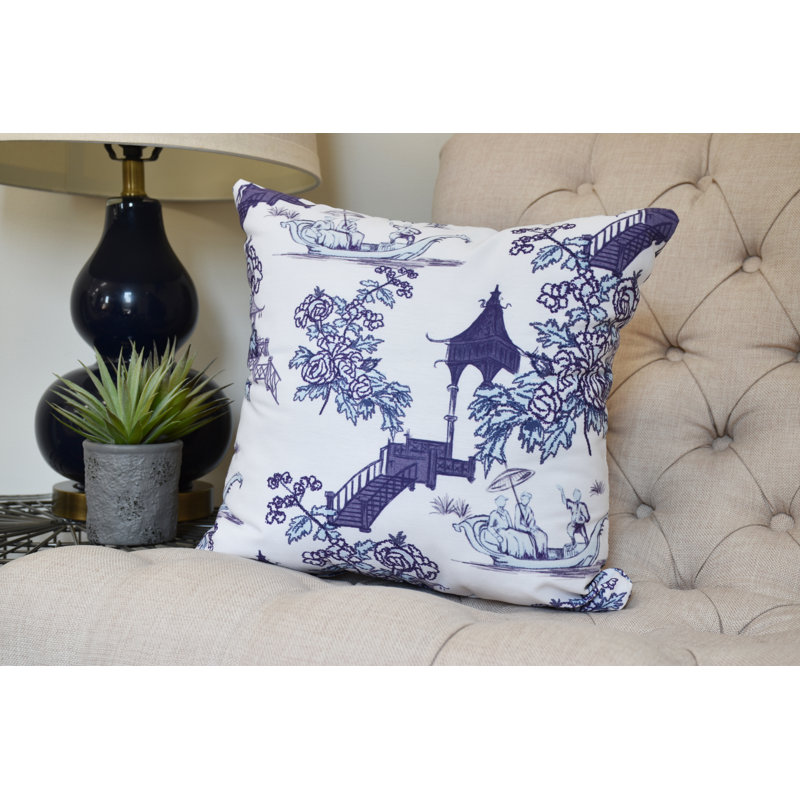 Palm Beach Floral Reversible Throw Pillow, Navy Blue, 18" x 18"