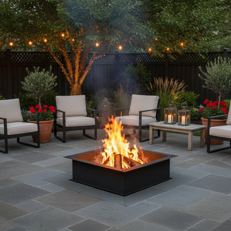Kaniry iron charcoal, Wood Burning Outdoor Fire Ring, 10.25" H x 44" W x 44" D