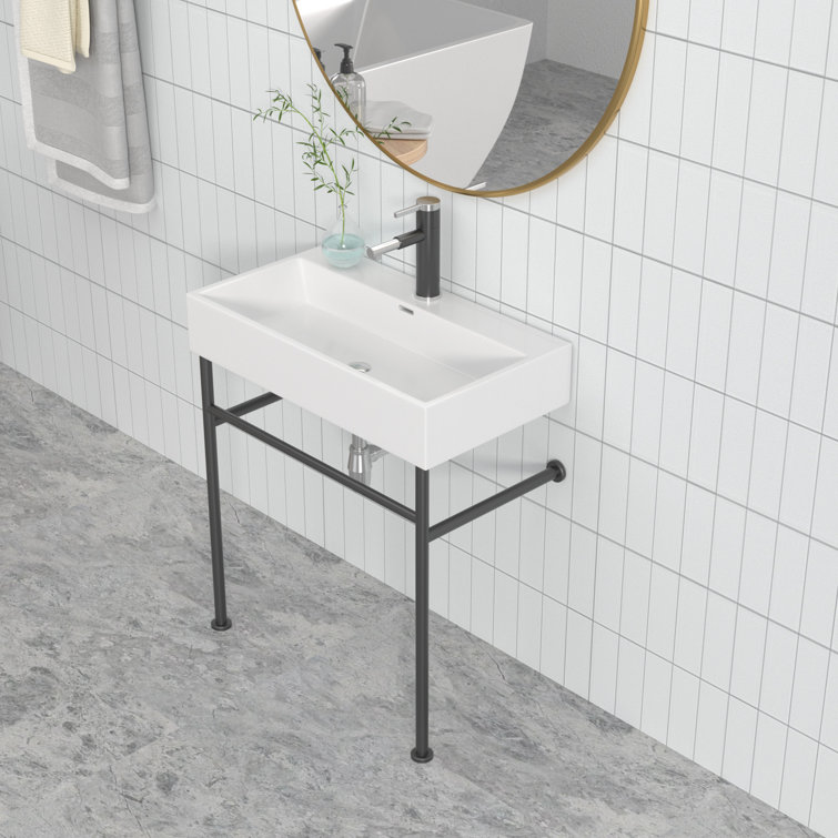 Kichae 17'' Ceramic Rectangular Bathroom Sink with Overflow