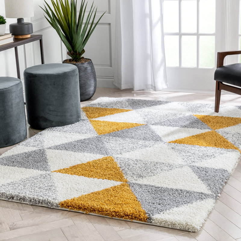 Arden Power Loom Yellow/Grey Rug, Rectangle 120 x 160cm