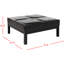 Repose-pieds de cocktail carré en similicuir de 37,4 po de largeur-15740125