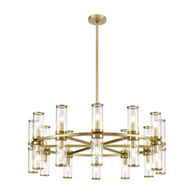 Revolve 24 - Light Chandelier, Natural Brass