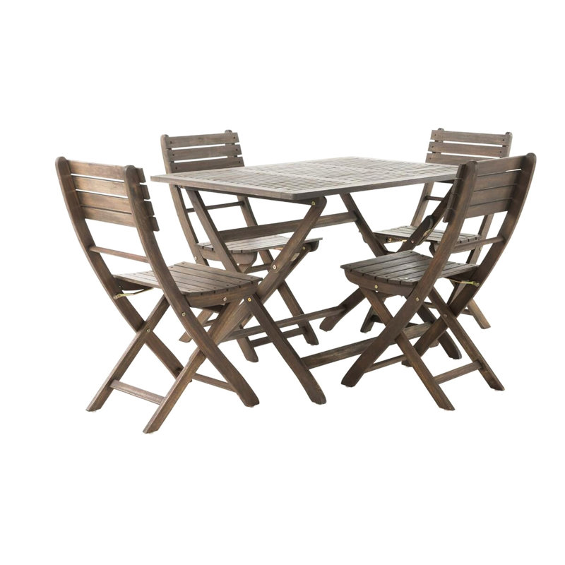 Table en bois 43,5 po - pliante, bois d'extérieur, eau, plateau à lattes, gris, conception de rangement pliable
