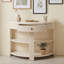 Console cannelée demi-lune avec tiroir et tablettes-1788216508
