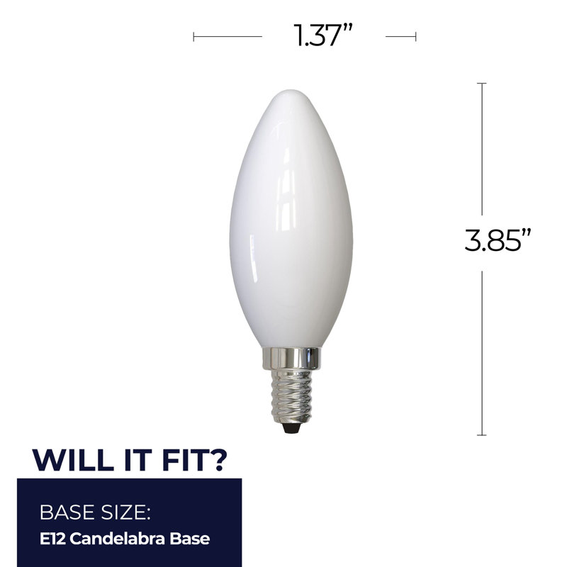 Ampoule B11 4 W à intensité variable avec finition en verre laiteux et base candélabre (E12)