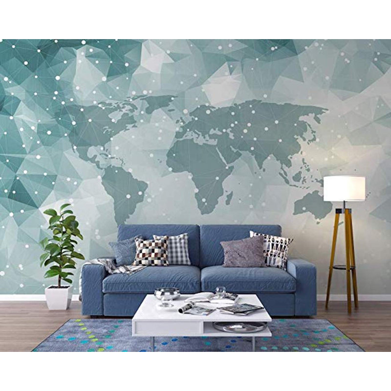 Papier peint géométrique en tissu non tissé World Map, L 35 po x l 55 po